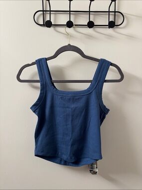 Madewell Women's Ribbed Square-Neck Tank Top - Blue